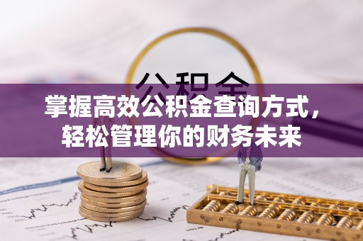 温县掌握高效公积金查询方式，轻松管理你的财务未来